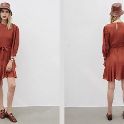 Fırfır Şeritli Kuşaklı Elbise