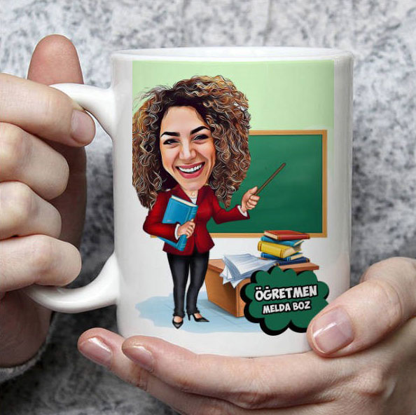 Kadın Öğretmenlere Özel Karikatürlü Kupa Bardak
