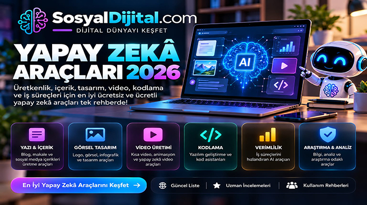 SosyalDijital yapay zekâ araçları 2026 içerik, tasarım, video ve kodlama rehberi